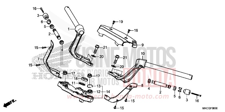 HANDLE PIPE/TOP BRIDGE for Gold Wing CANDY ARDENT RED (R367) from 2020